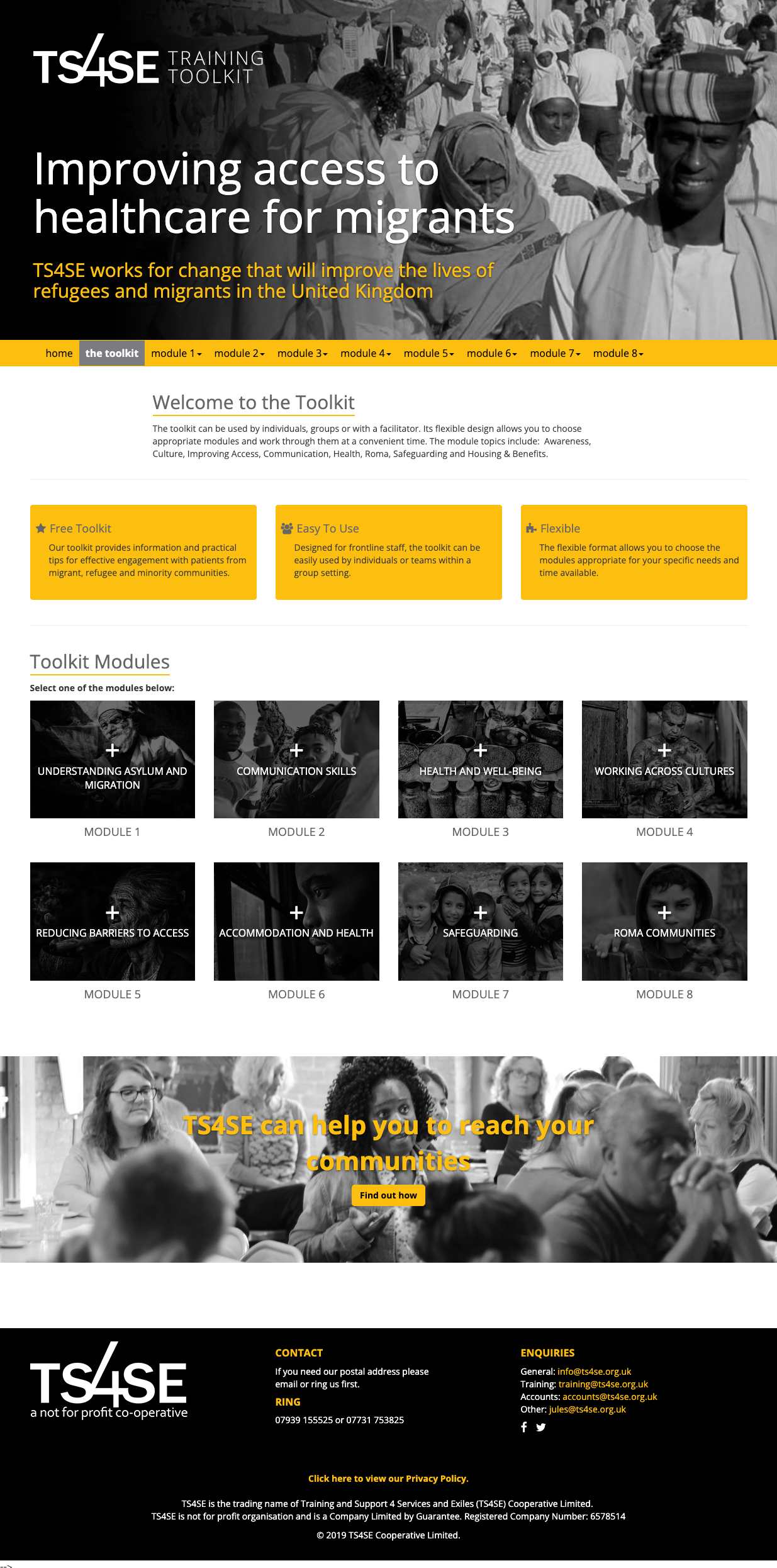 Screenshot of TS4SE toolkit website